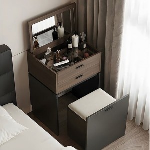 VANITY Τουαλέτα με ενσωματωμένο Καθρέπτη & Σκαμπό Απόχρωση Sonoma Oak-Grey 60x45x122cm