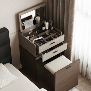 VANITY Τουαλέτα με ενσωματωμένο Καθρέπτη & Σκαμπό Απόχρωση Sonoma Oak-Cream 60x45x122cm