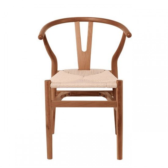 LIMA Καρέκλα Στοιβαζόμενη, Ξύλο Απόχρωση Καρυδί, Κάθισμα Paper Rope Φυσικό 56x55x76cm