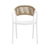 DONNA Πολυθρόνα Στοιβαζόμενη, PP-UV Άσπρο, Rope Wicker Φυσικό 56x54x81cm