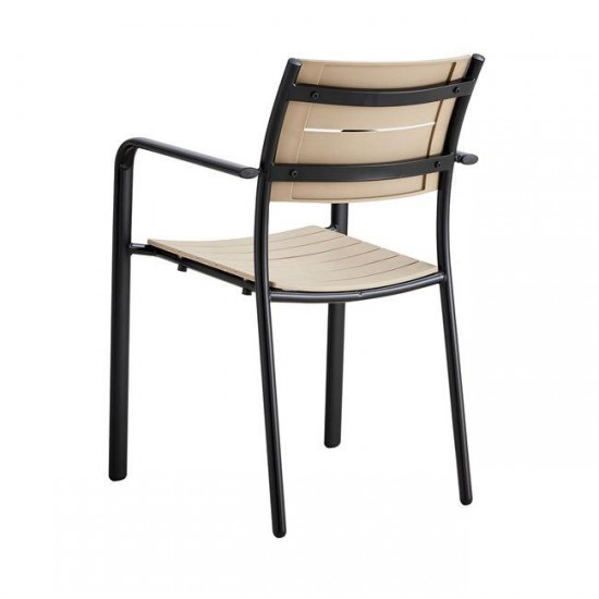 SAGA Πολυθρόνα Στοιβαζόμενη, Μέταλλο Βαφή Μαύρο, PP-UV Tortora 56x57x84cm