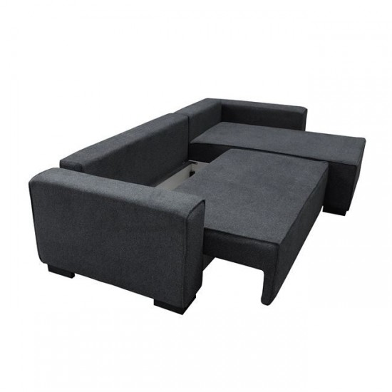 LONDON Καναπές - Κρεβάτι Αριστερή Γωνία, Ύφασμα Ανθρακί 271x158x90cm