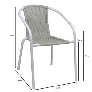 BALENO-W Πολυθρόνα Στοιβαζόμενη, Μέταλλο Βαφή Άσπρο, Wicker Beige 52x60x72cm