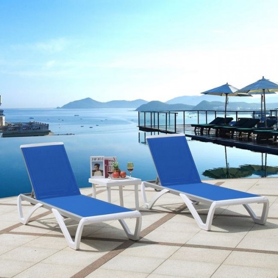 SUMMER K/D Ξαπλώστρα Αλουμίνιο Ανθρακί, PP Άσπρο - Textilene Μπλε  69/58x196x31cm