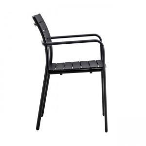 SAGA Πολυθρόνα Στοιβαζόμενη, Μέταλλο Βαφή Μαύρο, PP-UV Μαύρο 56x57x84cm