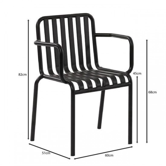 MODIAL Πολυθρόνα Μέταλλο Βαφή Μαύρο 58x42x80cm