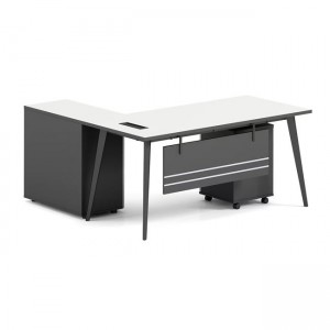 STATUS Γραφείο Γωνία Αναστρέψιμη, Απόχρωση Grey, Επιφάνεια Απόχρωση Άσπρο 160x80xH.75cm