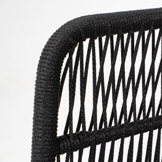 MARK Set Σαλόνι Κήπου 4 τεμαχίων Acacia Φυσικό, Rope Wicker Μαύρο, Μαξιλάρια Μπεζ