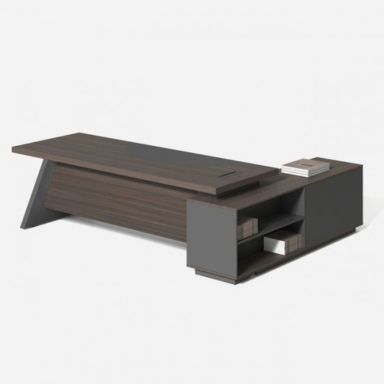 MASTER Γραφείο Αριστερή Γωνία, Απόχρωση Grey Walnut 180x180x75cm
