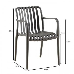 MODA-N Πολυθρόνα Στοιβαζόμενη PP, Απόχρωση Γκρι 56x57x81cm