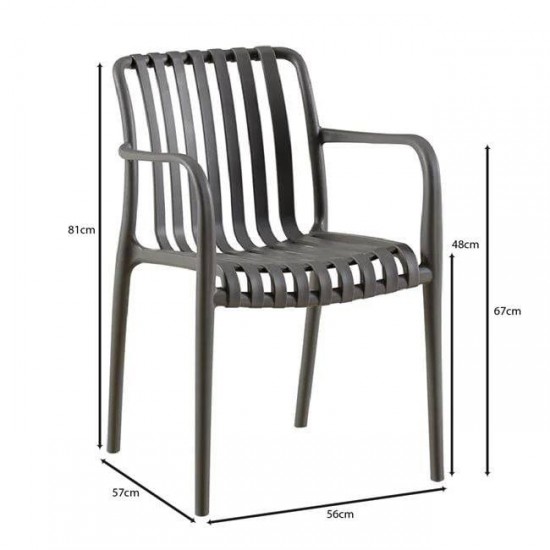 MODA-N Πολυθρόνα Στοιβαζόμενη PP, Απόχρωση Γκρι 56x57x81cm