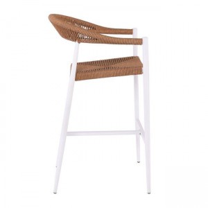 MADY Σκαμπό Bar, ALU Άσπρο, Rope Wicker Φυσικό 56x58x105cm