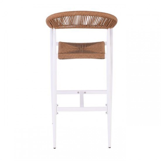 MADY Σκαμπό Bar, ALU Άσπρο, Rope Wicker Φυσικό 56x58x105cm