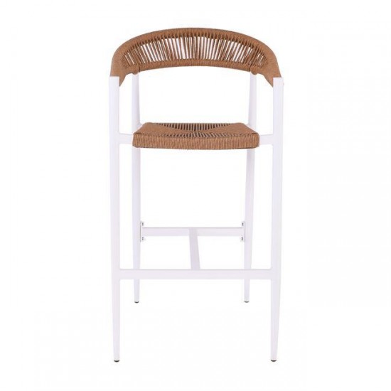 MADY Σκαμπό Bar, ALU Άσπρο, Rope Wicker Φυσικό 56x58x105cm