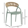 DORA Πολυθρόνα Στοιβαζόμενη, PP Πράσινο, Rope Wicker Φυσικό 53x61x78cm