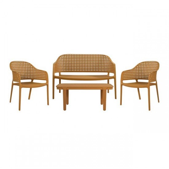 MALAGA Set Σαλόνι Κήπου 4τεμ, PP-UV Κροκί