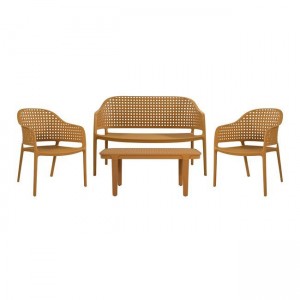 MALAGA Set Σαλόνι Κήπου 4τεμ, PP-UV Κροκί