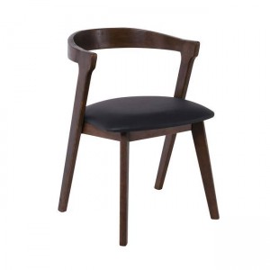 SANDRA Καρέκλα Τραπεζαρίας, Απόχρωση Καρυδί, Pu Μαύρο 52x56x76cm