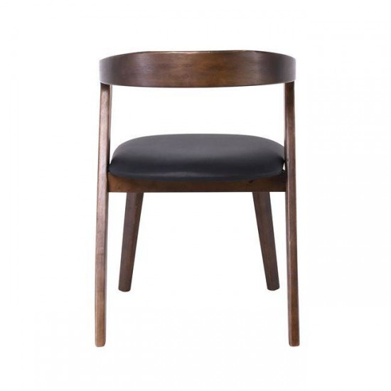 SANDRA Καρέκλα Τραπεζαρίας, Απόχρωση Καρυδί, Pu Μαύρο 52x56x76cm