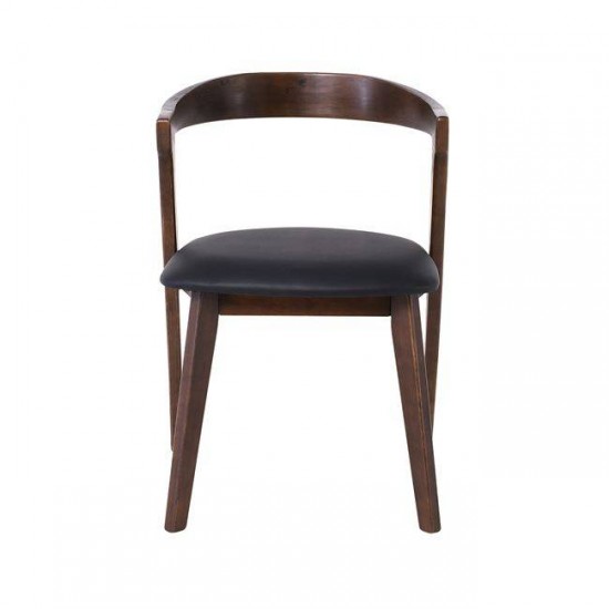 SANDRA Καρέκλα Τραπεζαρίας, Απόχρωση Καρυδί, Pu Μαύρο 52x56x76cm