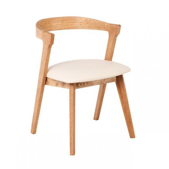 SANDRA Καρέκλα Τραπεζαρίας, Απόχρωση Φυσικό, Pu Εκρού 52x56x76cm