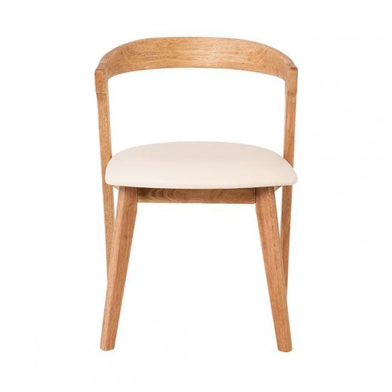 SANDRA Καρέκλα Τραπεζαρίας, Απόχρωση Φυσικό, Pu Εκρού 52x56x76cm