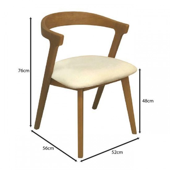 SANDRA Καρέκλα Τραπεζαρίας, Απόχρωση Φυσικό, Pu Εκρού 52x56x76cm