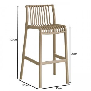 MODENA Σκαμπό Bar Στοιβαζόμενο PP-UV Protection Tortora 50x50x76/100cm