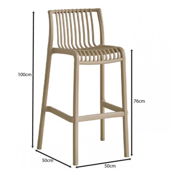 MODENA Σκαμπό Bar Στοιβαζόμενο PP-UV Protection Tortora 50x50x76/100cm