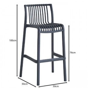 MODENA Σκαμπό Bar Στοιβαζόμενο PP-UV Protection Ανθρακί 50x50x76/100cm