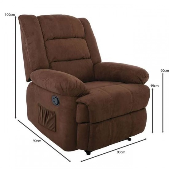 JULIA Massage Πολυθρόνα Relax Σαλονιού - Καθιστικού, Ύφασμα Καφέ 93x90x100cm