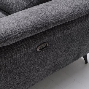 ROMEO Καναπές-Relax, Αριστερή Γωνία,Ύφασμα Γκρι, Αποθηκευτικος χώρος, Μία θέση με ηλεκτρική ανάκληση