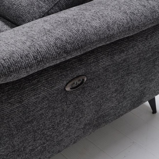 ROMEO Καναπές-Relax, Δεξιά Γωνία, Ύφασμα Γκρι, Αποθηκευτικος χώρος, Μία θέση με ηλεκτρική ανάκληση