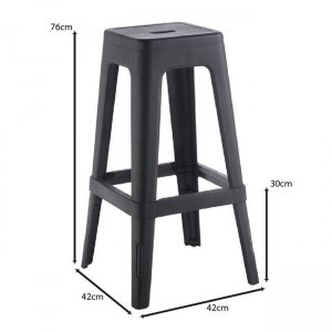 RELIX PP Σκαμπό BAR Στοιβαζόμενο, PP Απόχρωση Μαύρο 42x42x76cm