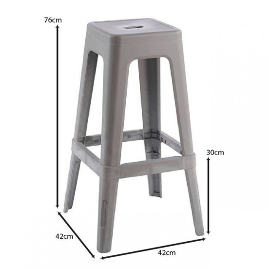 RELIX PP Σκαμπό BAR Στοιβαζόμενο, PP Απόχρωση Sand Beige 42x42x76cm