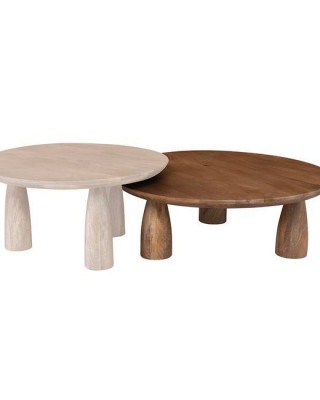 AZTEC Τραπεζάκι Σαλονιού- Καθιστικού, Ξύλο Mango, Απόχρωση Smoke Walnut Φ90x30cm