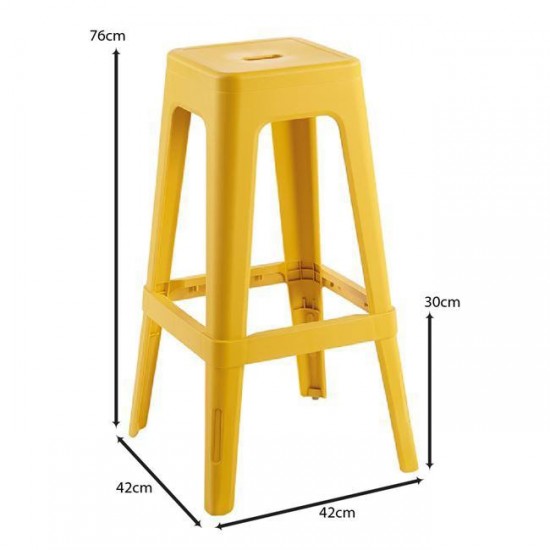 RELIX PP Σκαμπό BAR Στοιβαζόμενο, PP Απόχρωση Κροκί 42x42x76cm