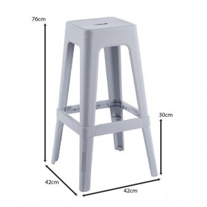 RELIX PP Σκαμπό BAR Στοιβαζόμενο, PP Απόχρωση Γκρι 42x42x76cm