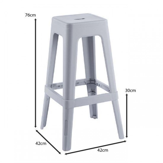 RELIX PP Σκαμπό BAR Στοιβαζόμενο, PP Απόχρωση Γκρι 42x42x76cm