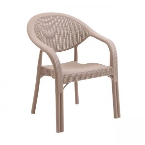 BAMBOO Pro Πολυθρόνα Κήπου - Βεράντας Στοιβαζόμενη, PP-UV (Rattan Look) Cappuccino 63x61x81cm