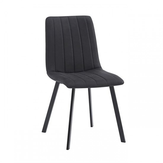 BETTY Καρέκλα Μέταλλο Βαφή Μαύρο, Ύφασμα Suede Μαύρο 45x60x87cm