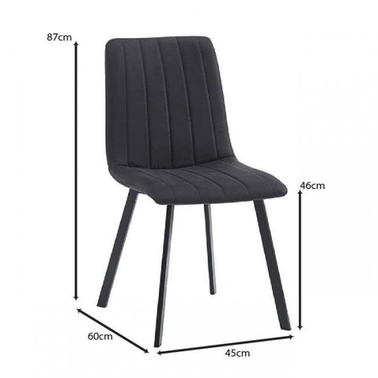 BETTY Καρέκλα Μέταλλο Βαφή Μαύρο, Ύφασμα Suede Μαύρο 45x60x87cm BETTY Καρέκλα Μέταλλο Βαφή Μαύρο, Ύφασμα Suede Μαύρο 45x60x87cm