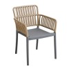 SYLVIA Πολυθρόνα Βεράντας- Κήπου, PP-UV Sand Beige- Ανθρακί, Μαξιλάρι Μπεζ (KD) 56x61x80cm
