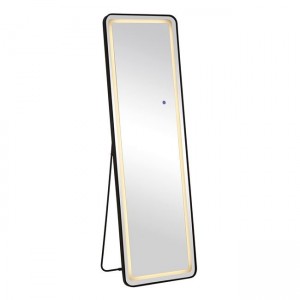 LED-7 Καθρέπτης Τοίχου-Δαπέδου Φωτιζόμενος, Αλουμίνιο Μαύρο, Αφής με 3 επιλογές φωτισμού 50x32x160cm