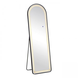 LED-8 Καθρέπτης Τοίχου-Δαπέδου Φωτιζόμενος, Αλουμίνιο Μαύρο, Αφής με 3 επιλογές φωτισμού 50x32x160cm