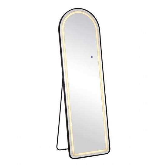 LED-8 Καθρέπτης Τοίχου-Δαπέδου Φωτιζόμενος, Αλουμίνιο Μαύρο, Αφής με 3 επιλογές φωτισμού 50x32x160cm