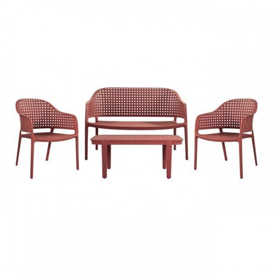 MALAGA Set Σαλόνι Κήπου PP-UV Bordeaux: Καναπές + 2 Πολυθρόνες + Τραπεζάκι MALAGA Set Σαλόνι Κήπου PP-UV Bordeaux: Καναπές + 2 Πολυθρόνες + Τραπεζάκι
