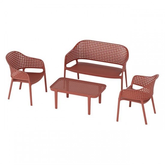 MALAGA Set Σαλόνι Κήπου PP-UV Bordeaux: Καναπές + 2 Πολυθρόνες + Τραπεζάκι MALAGA Set Σαλόνι Κήπου PP-UV Bordeaux: Καναπές + 2 Πολυθρόνες + Τραπεζάκι