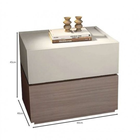 VANITY Κομοδίνο, Αποχρώσεων Sonoma Oak & Cream, με Αποσπώμενα χρωματικά Μέρη 60x40x45cm