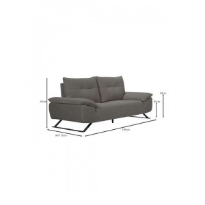 SELENA Καναπές 2-θέσιος Σαλονιού - Καθιστικού, Ύφασμα Γκρι, Μεταφερόμενη πλάτη